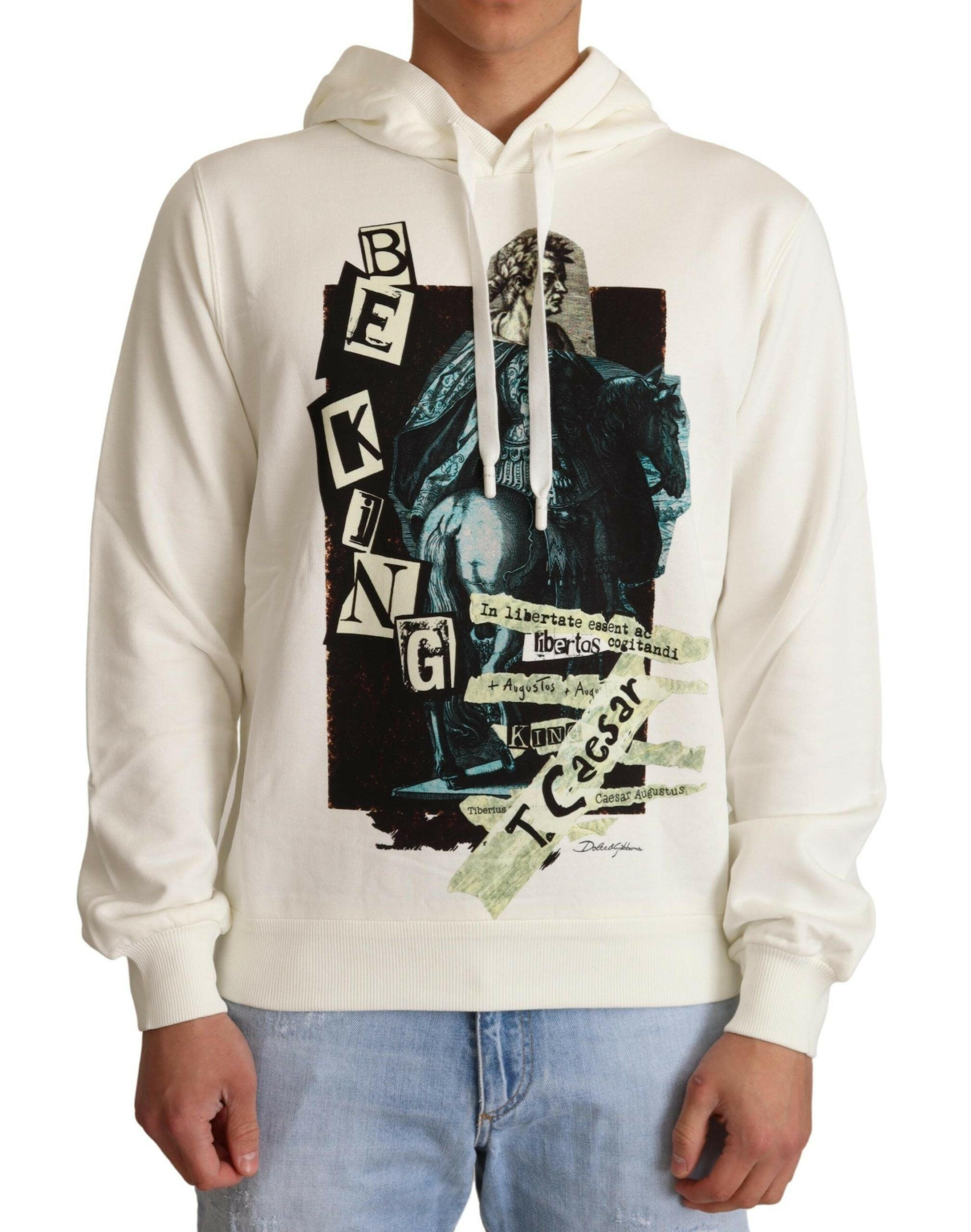 Dolce & Gabbana White King Ceasar Cotton Hooded Sweater -   -  Dolce & Gabbana.