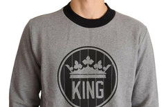 Dolce & Gabbana Gray Crown King Cotton Pullover Sweater -   -  Dolce & Gabbana.