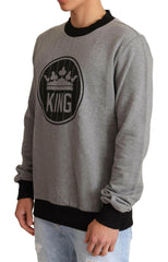 Dolce & Gabbana Gray Crown King Cotton Pullover Sweater -   -  Dolce & Gabbana.