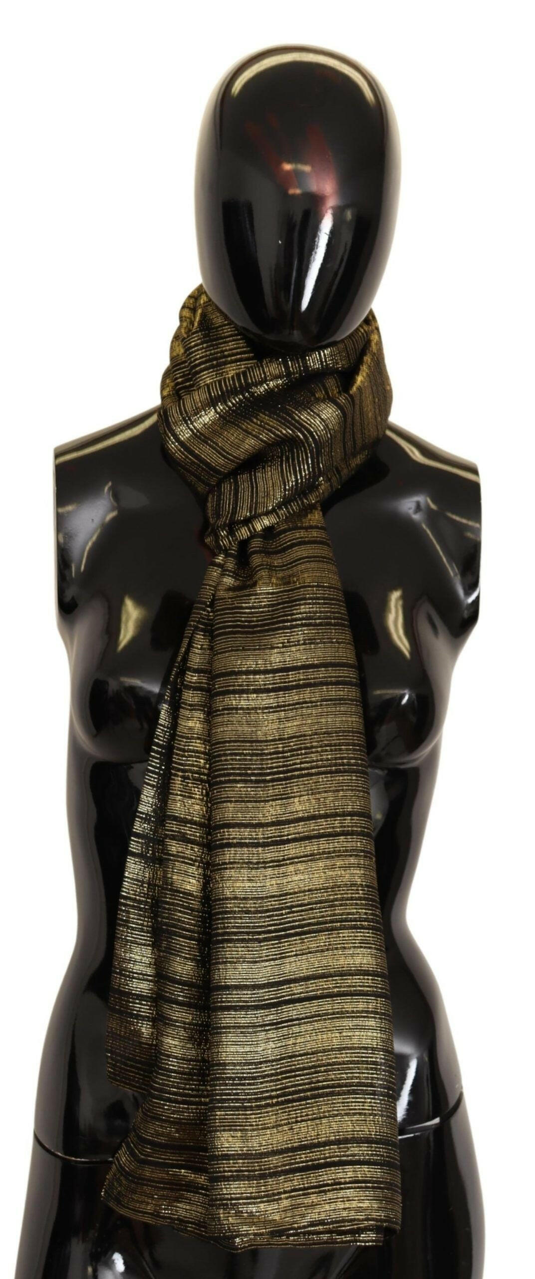 Dolce & Gabbana Metallic Gold Silk Stretch Shawl Wrap Scarf -   -  Dolce & Gabbana.