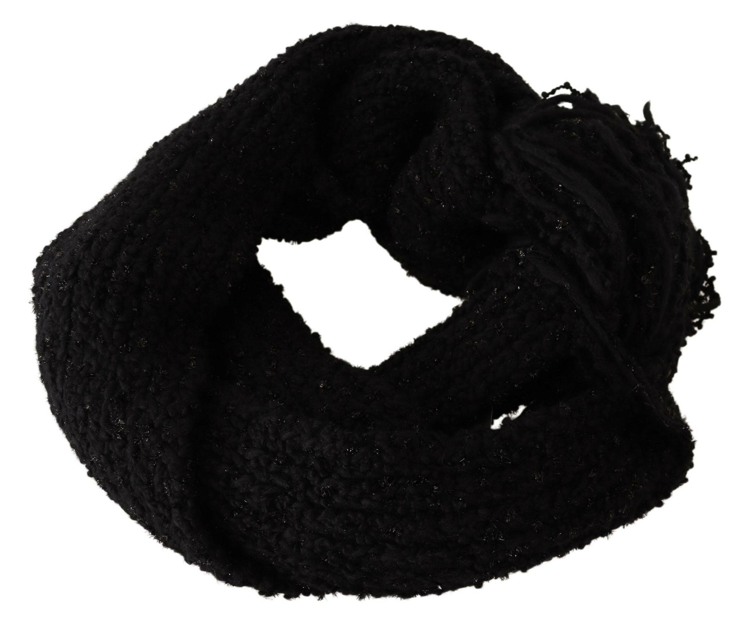 Dolce & Gabbana Black Virgin Wool Knitted Wrap Shawl Scarf -   -  Dolce & Gabbana.