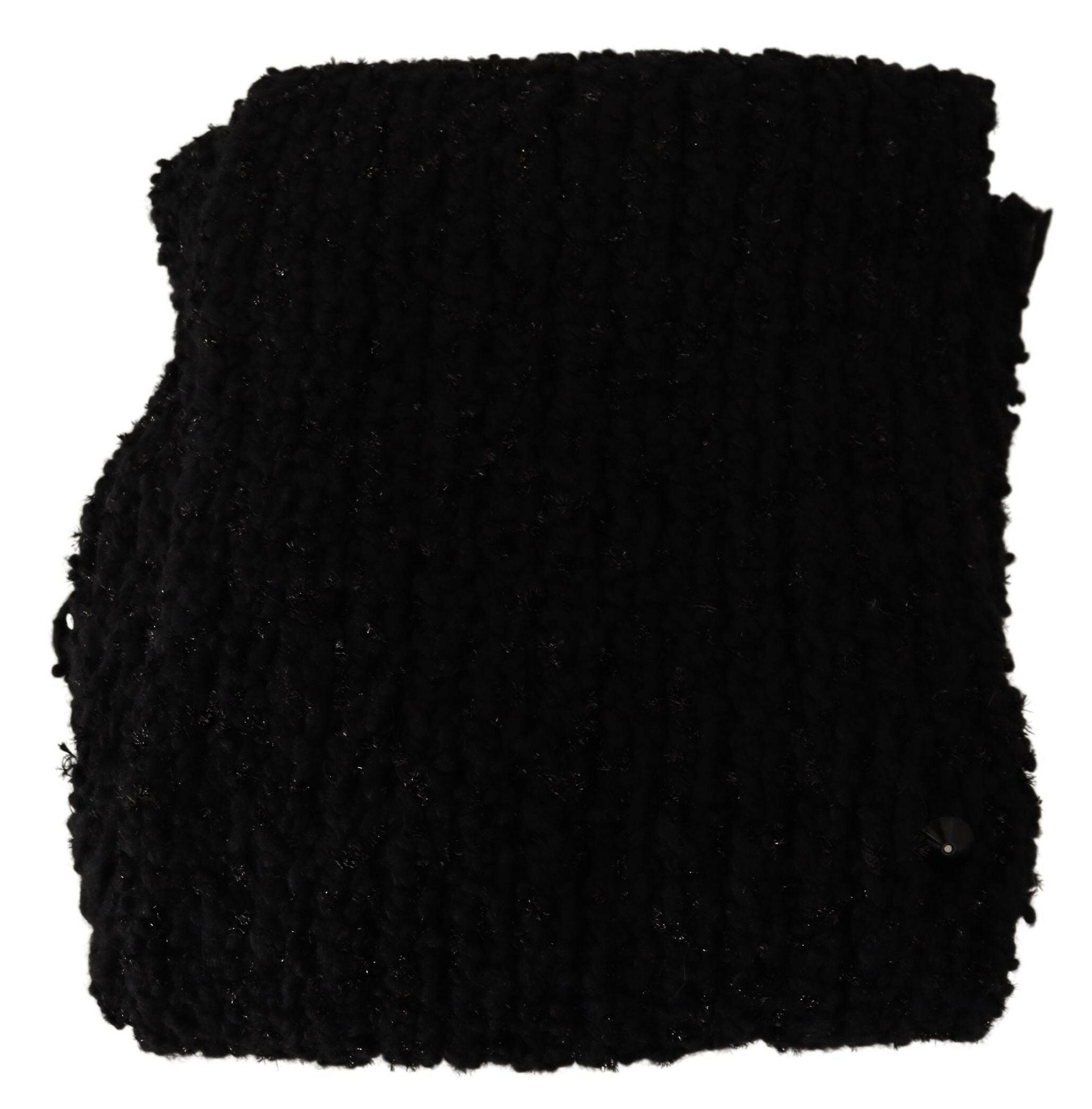 Dolce & Gabbana Black Virgin Wool Knitted Wrap Shawl Scarf -   -  Dolce & Gabbana.