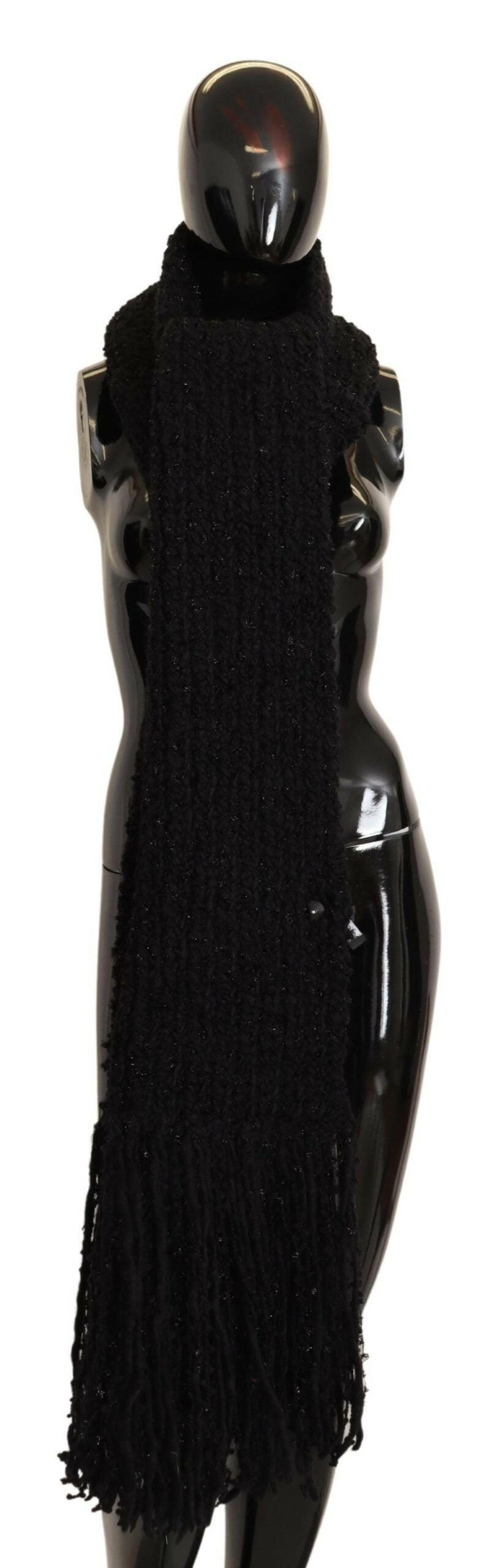 Dolce & Gabbana Black Virgin Wool Knitted Wrap Shawl Scarf -   -  Dolce & Gabbana.