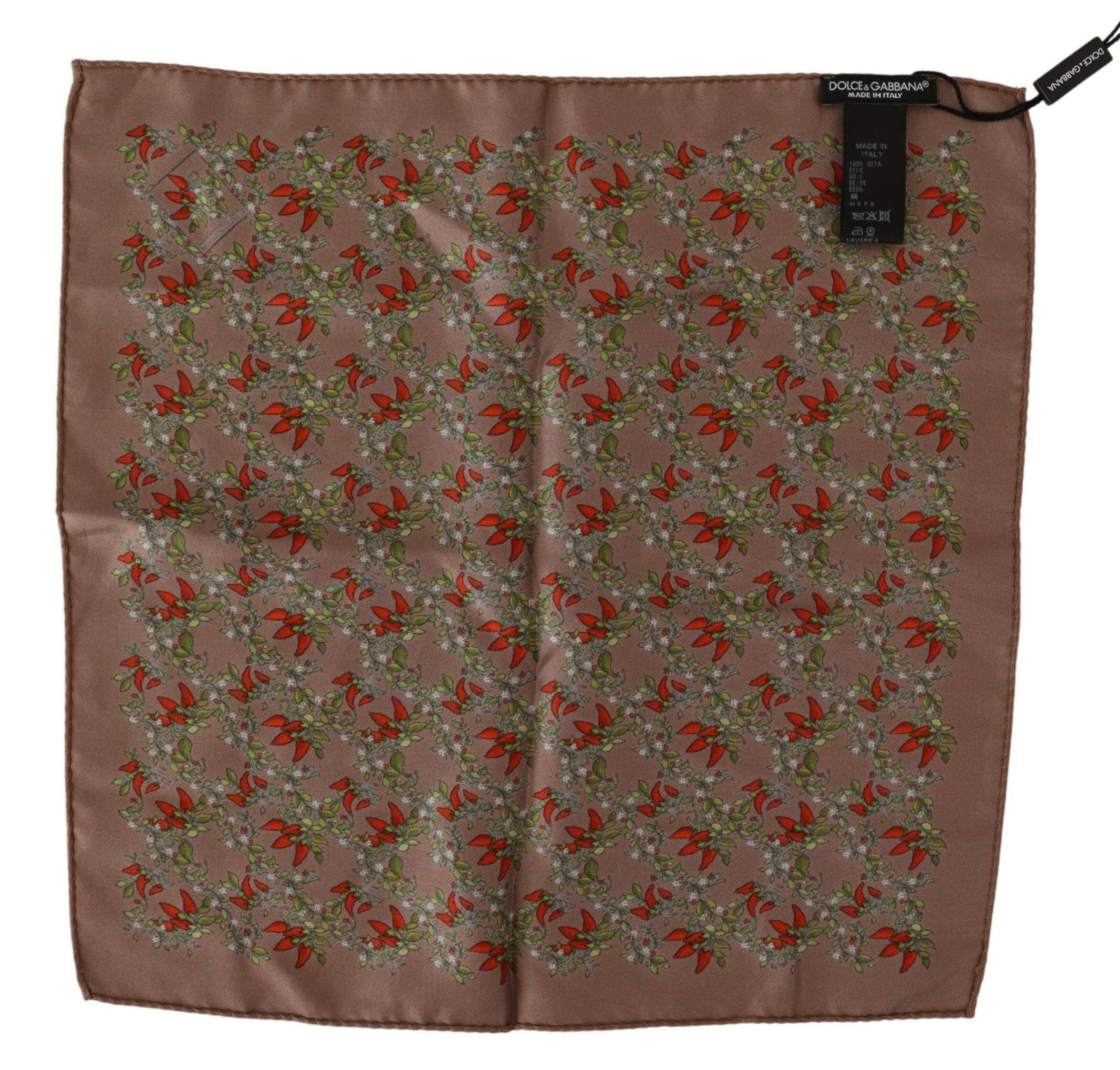 Dolce & Gabbana Brown Carrots Print Silk Handkerchief -  Mens Handkerchief -  Dolce & Gabbana.