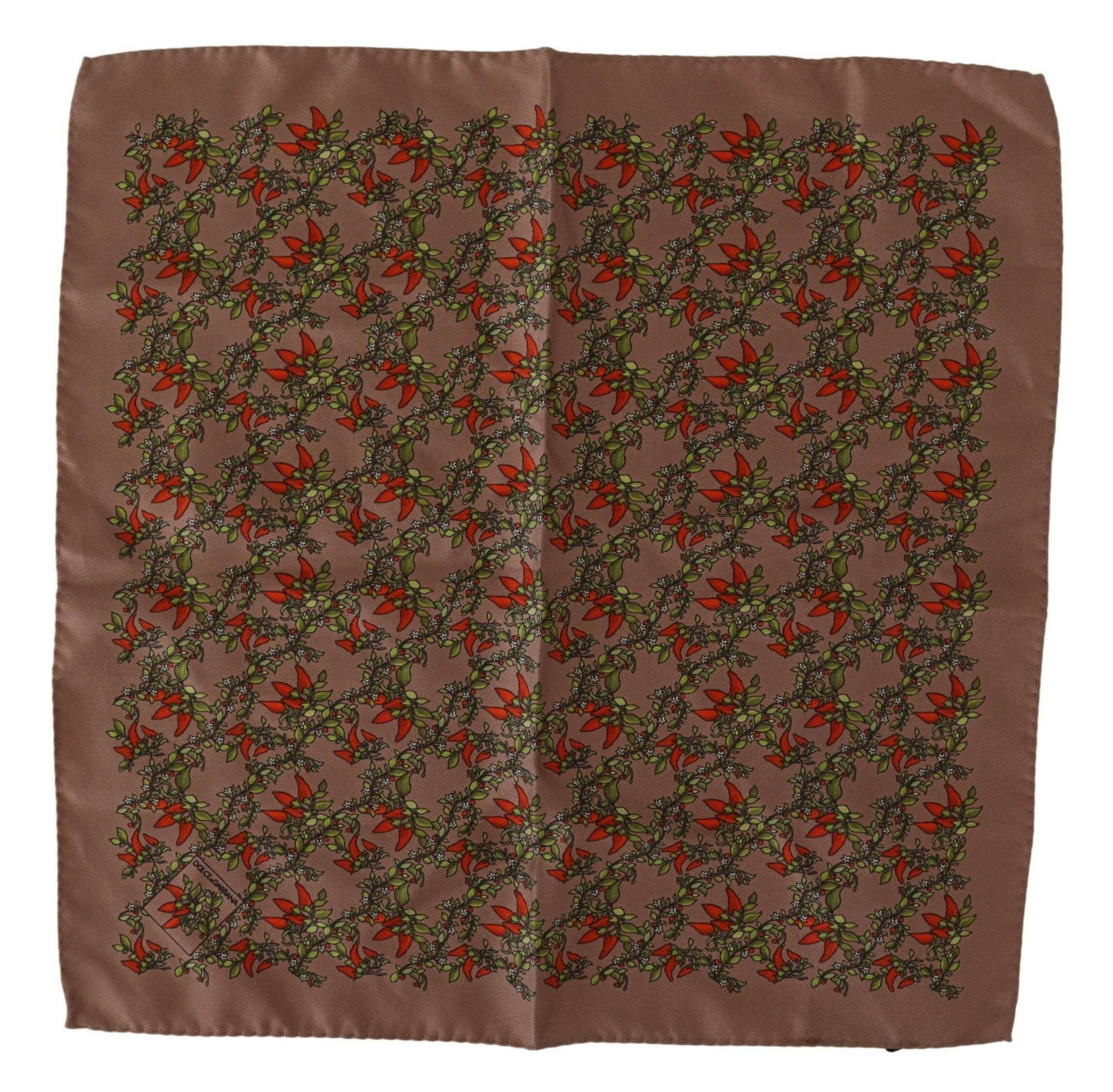 Dolce & Gabbana Brown Carrots Print Silk Handkerchief -  Mens Handkerchief -  Dolce & Gabbana.