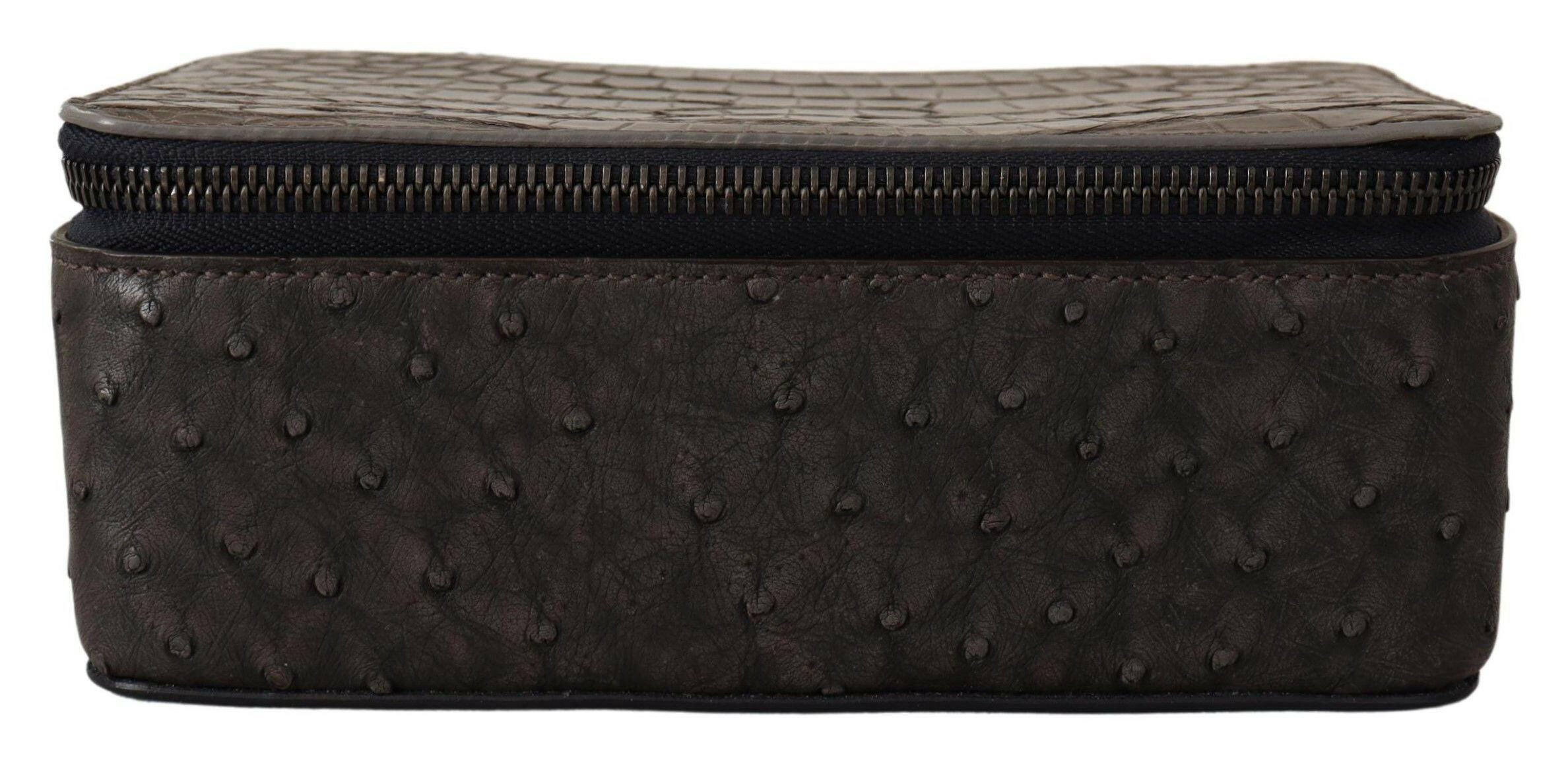 Dolce & Gabbana Gray Skin Leather Vanity Case Toiletry Shaving Bag -  Leather Accessory for Men -  Dolce & Gabbana.