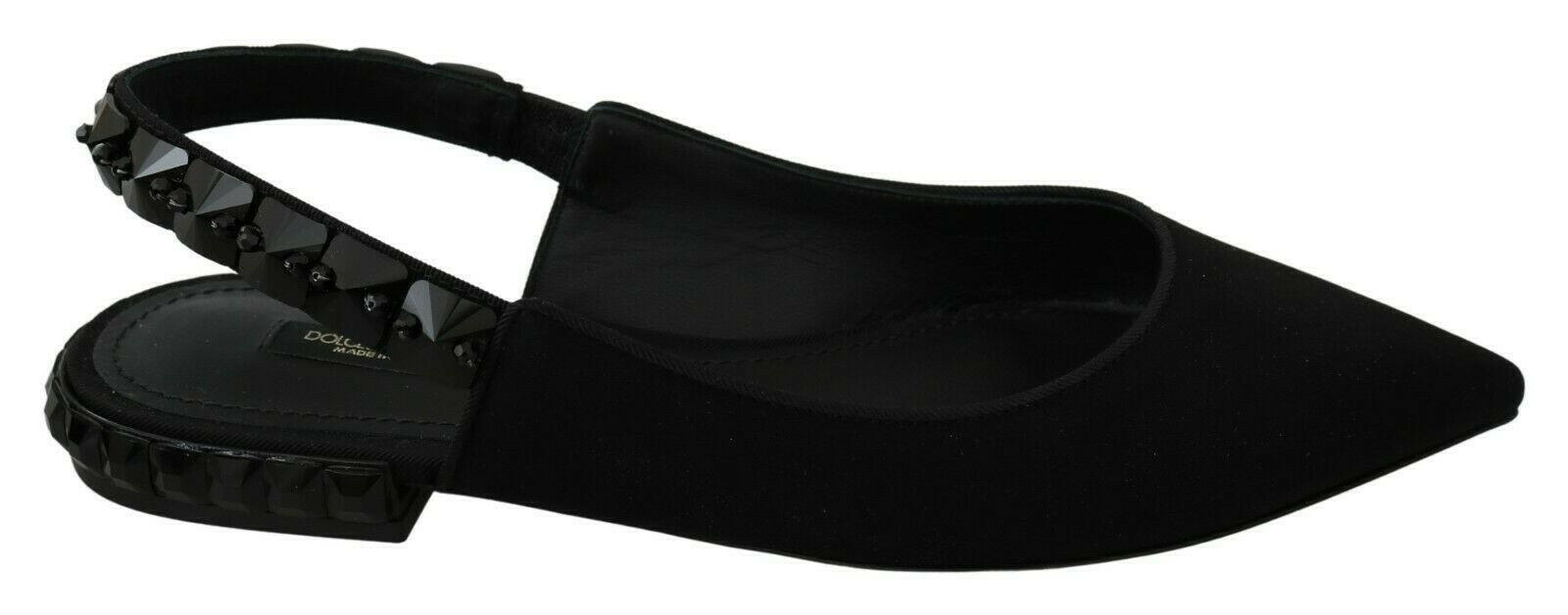 Dolce & Gabbana Black Flats Slingback Charmeuse Shoes -   -  Dolce & Gabbana.