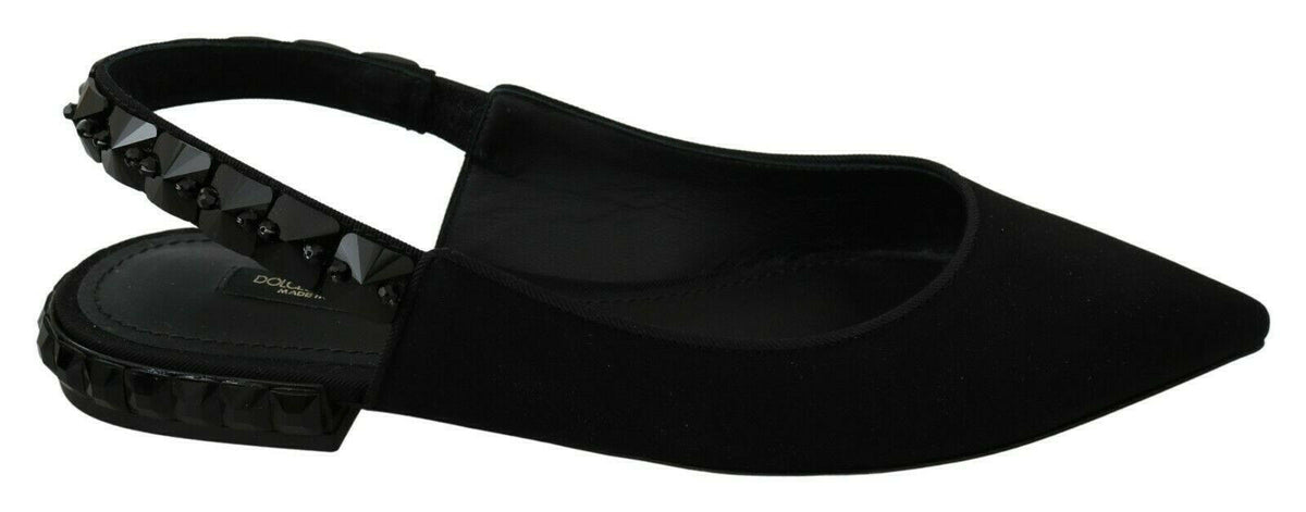 Dolce & Gabbana Black Flats Slingback Charmeuse Shoes -   -  Dolce & Gabbana.