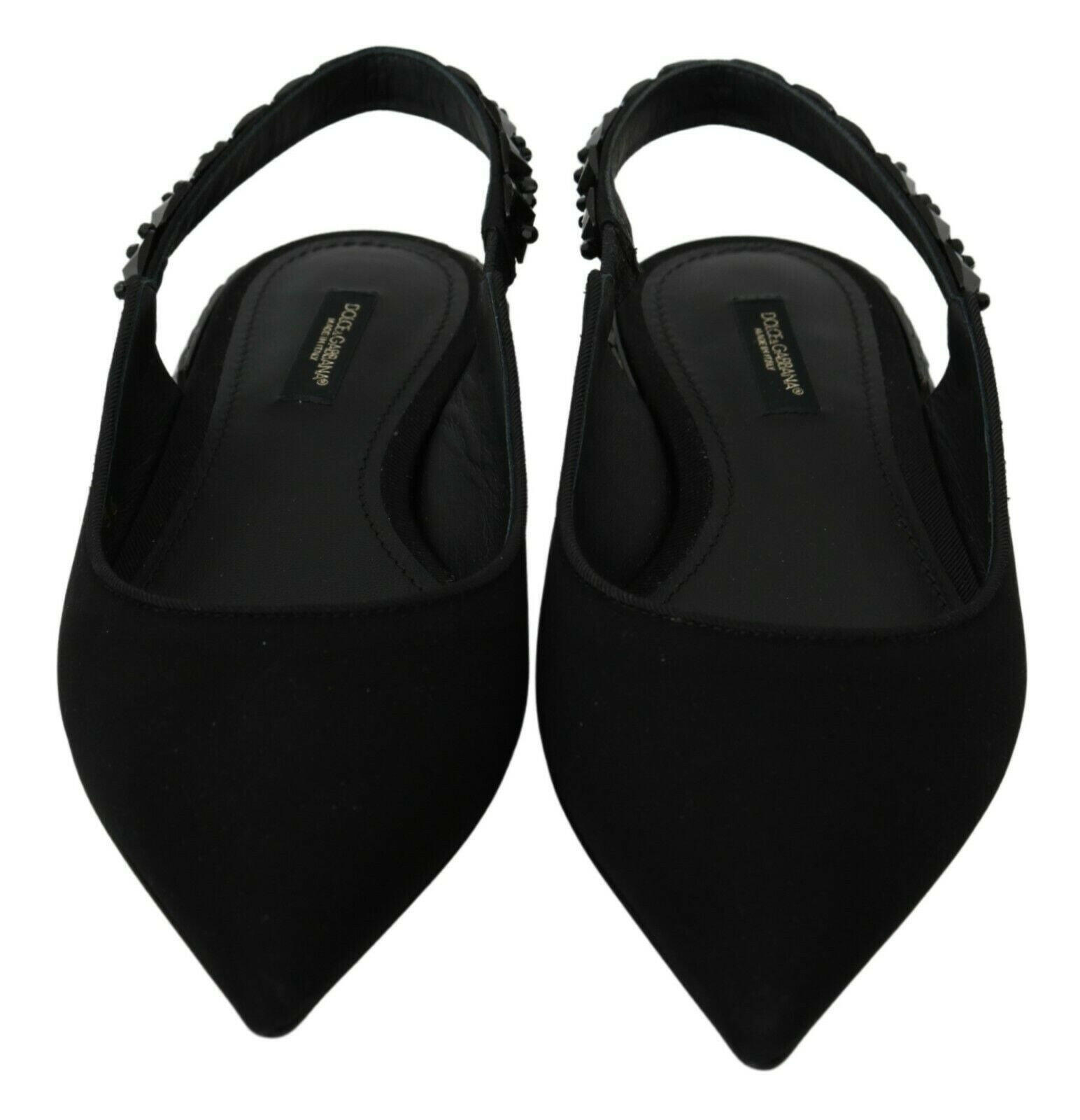 Dolce & Gabbana Black Flats Slingback Charmeuse Shoes -   -  Dolce & Gabbana.