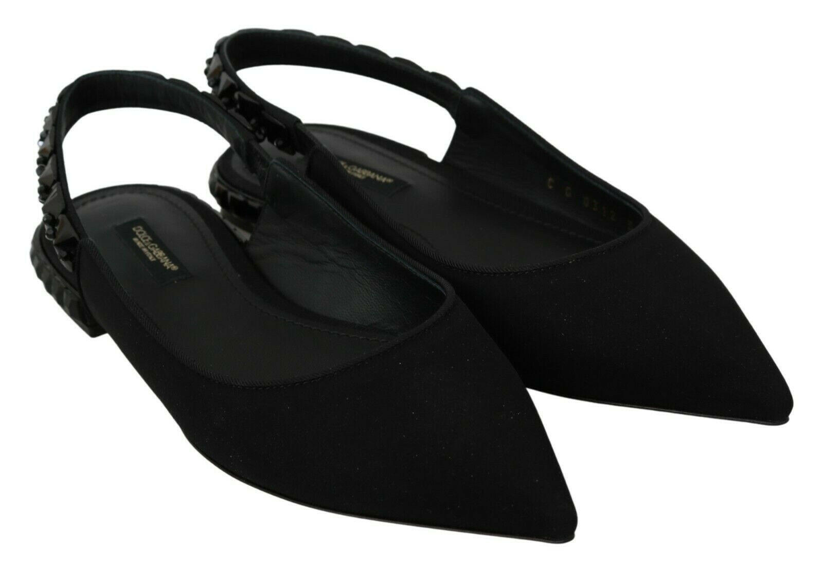 Dolce & Gabbana Black Flats Slingback Charmeuse Shoes -   -  Dolce & Gabbana.