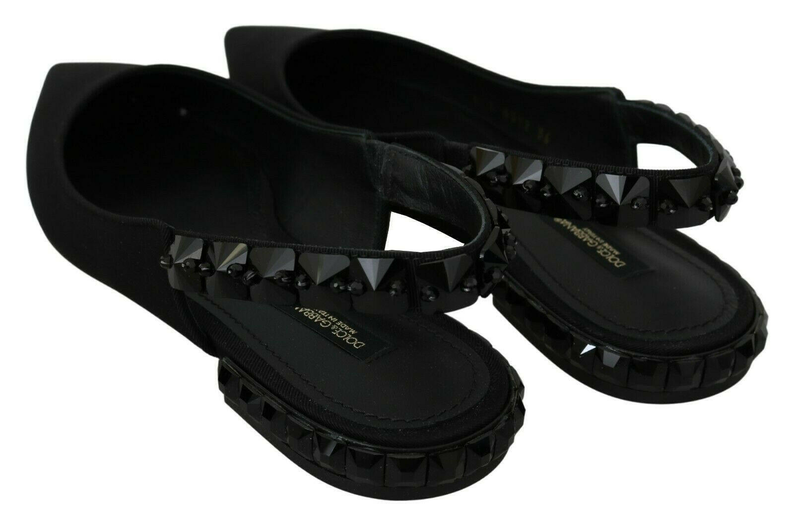 Dolce & Gabbana Black Flats Slingback Charmeuse Shoes -   -  Dolce & Gabbana.