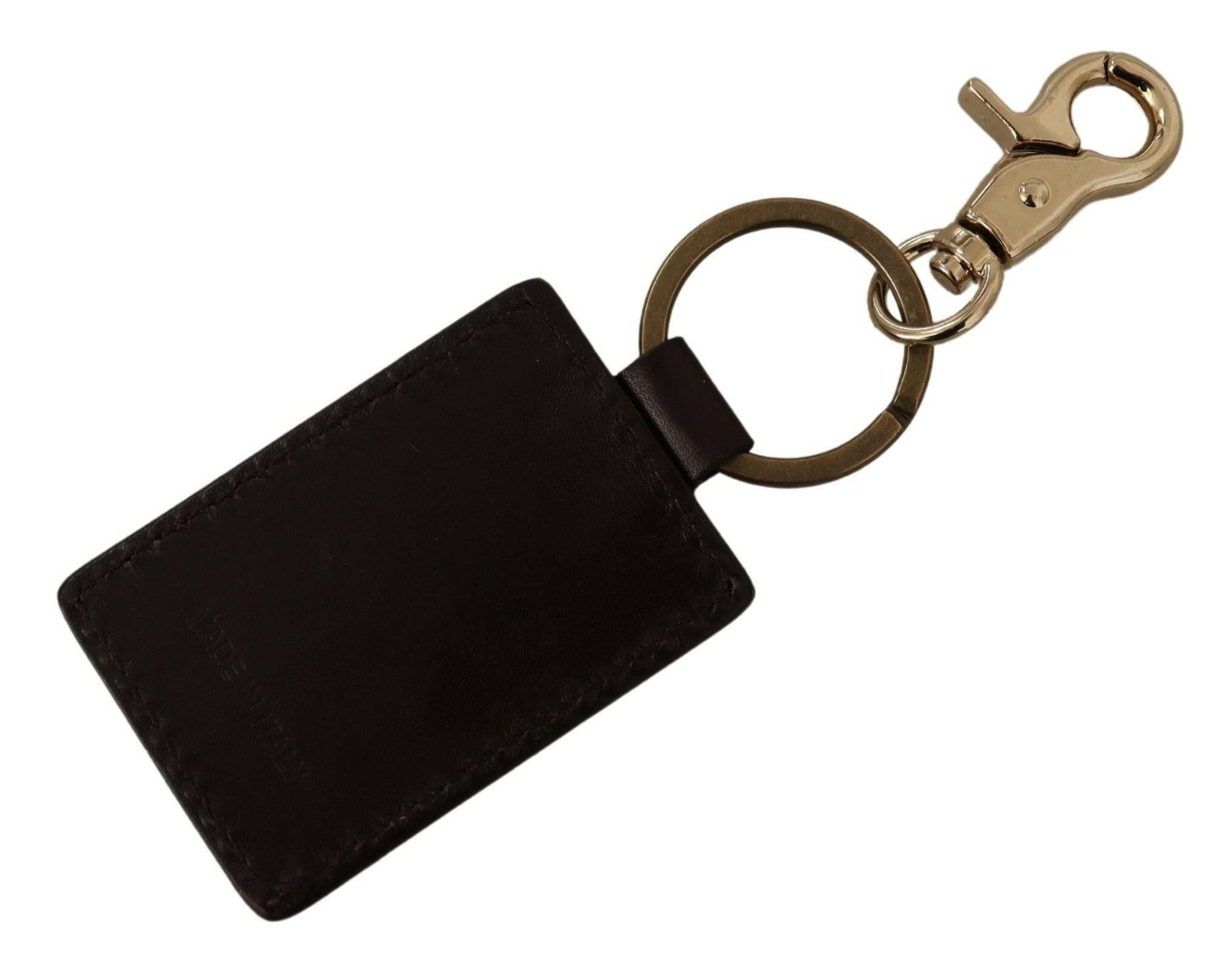 Dolce & Gabbana Brown Leather Logo Metal Ring Hook Keychain -  Men´s Keychains -  Dolce & Gabbana.