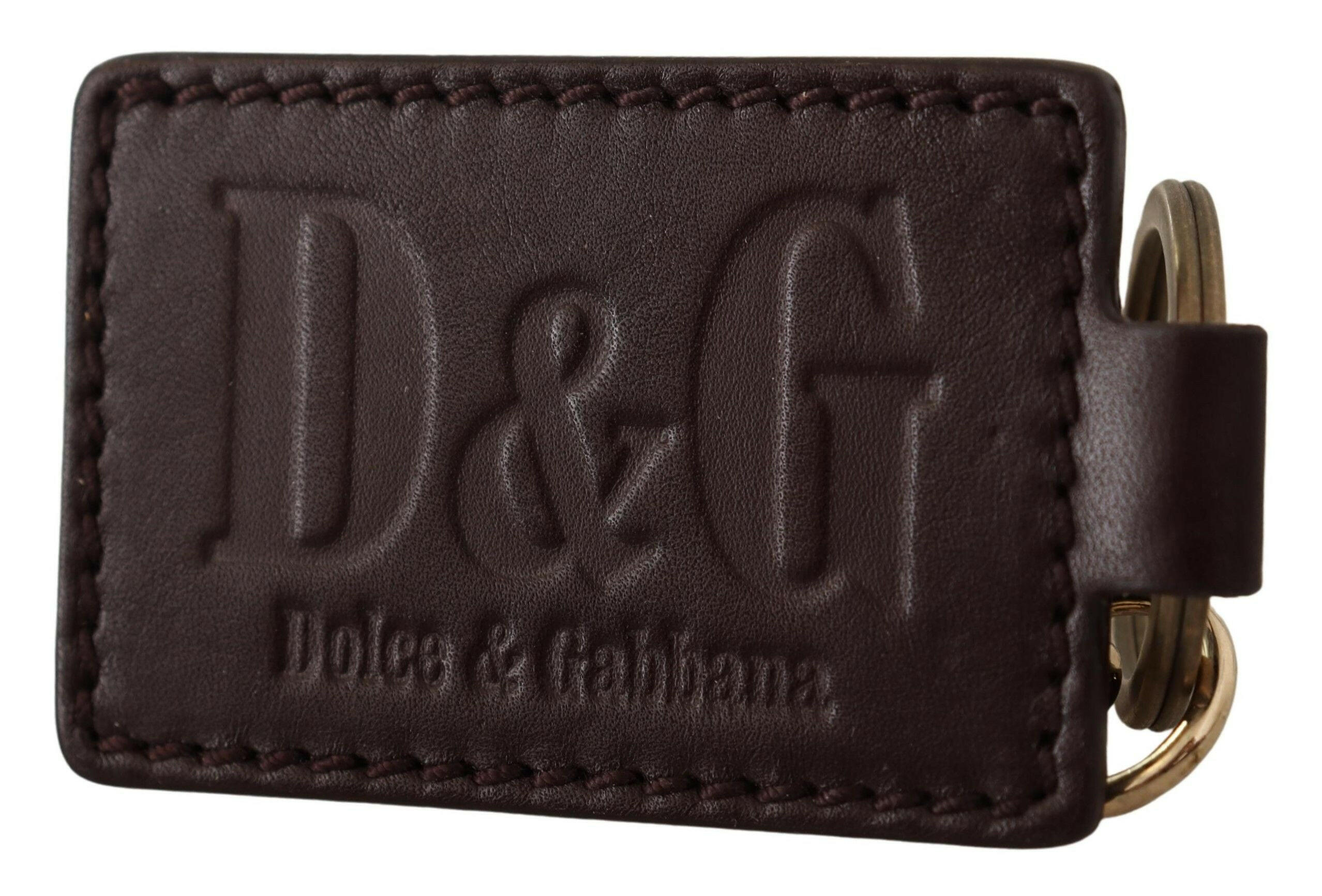 Dolce & Gabbana Brown Leather Logo Metal Ring Hook Keychain -  Men´s Keychains -  Dolce & Gabbana.