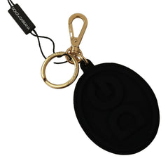 Dolce & Gabbana Black Rubber DG Logo Gold Brass Metal Keyring Keychain -  Men´s Keychains -  Dolce & Gabbana.
