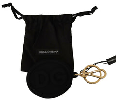 Dolce & Gabbana Black Rubber DG Logo Gold Brass Metal Keyring Keychain -  Men´s Keychains -  Dolce & Gabbana.