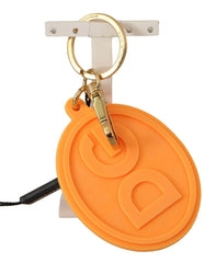 Dolce & Gabbana Orange Rubber DG Logo Gold Brass Metal Keychain -  Men´s Keychains -  Dolce & Gabbana.