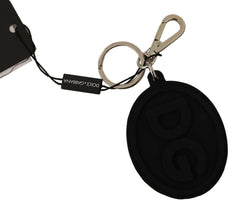 Dolce & Gabbana Black Rubber DG Logo Silver Brass Metal Keychain -  Men´s Keychains -  Dolce & Gabbana.