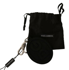 Dolce & Gabbana Black Rubber DG Logo Silver Brass Metal Keychain -  Men´s Keychains -  Dolce & Gabbana.