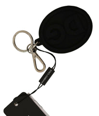 Dolce & Gabbana Black Rubber DG Logo Silver Brass Metal Keychain -  Men´s Keychains -  Dolce & Gabbana.
