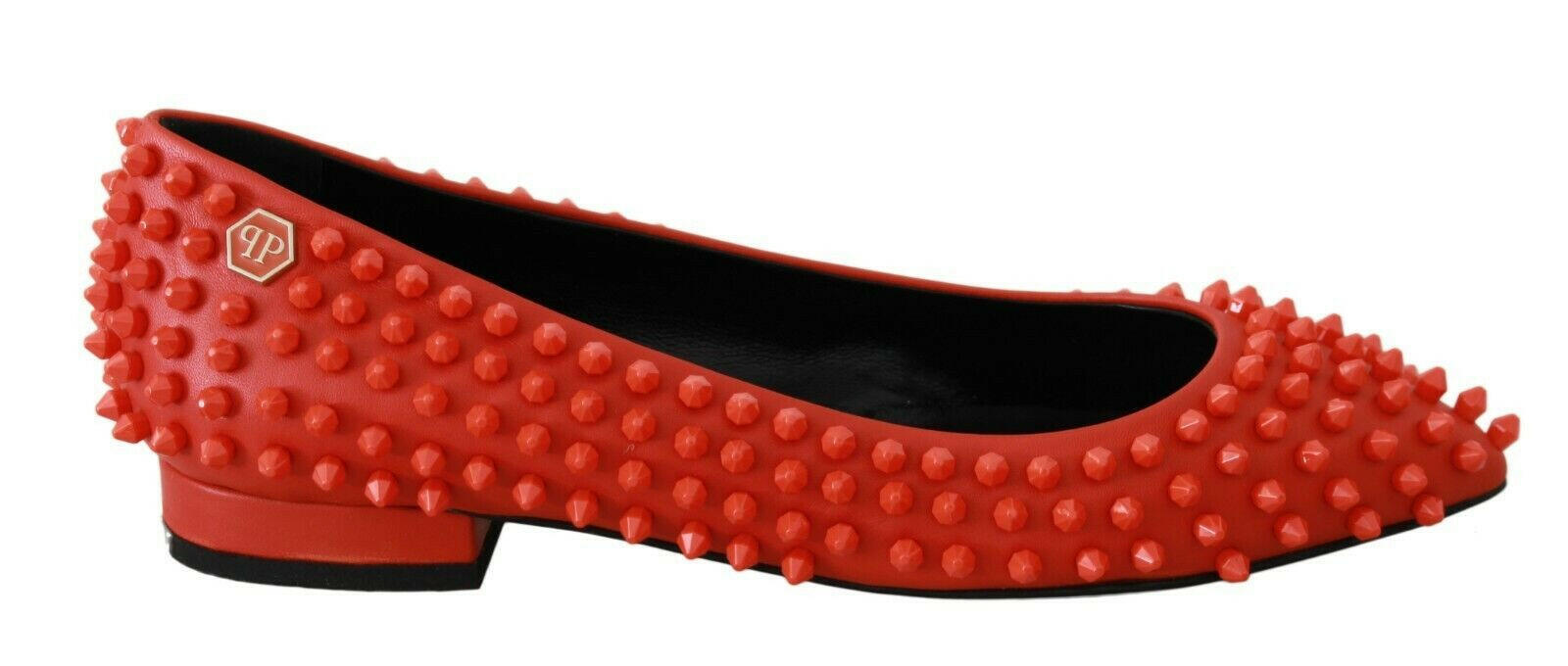 Philipp Plein Orange Leather Ballerina WHAT I DO Flats Shoes -   -  Philipp Plein.