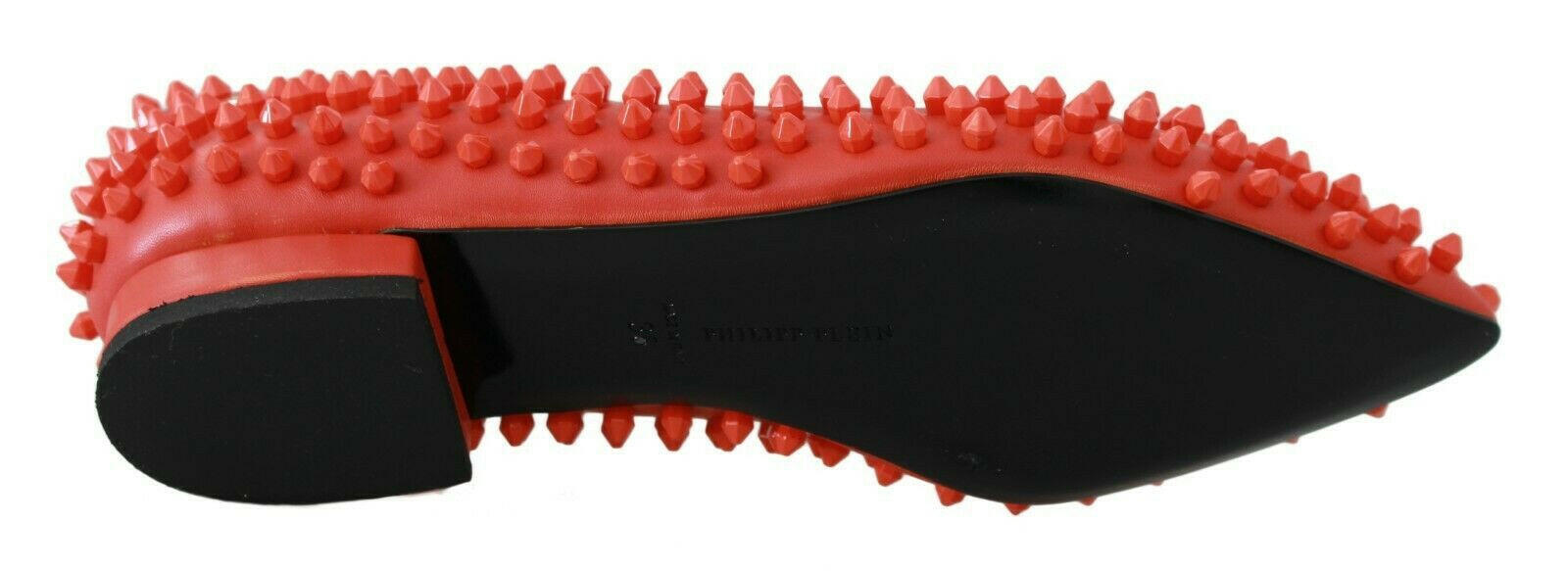 Philipp Plein Orange Leather Ballerina WHAT I DO Flats Shoes -   -  Philipp Plein.