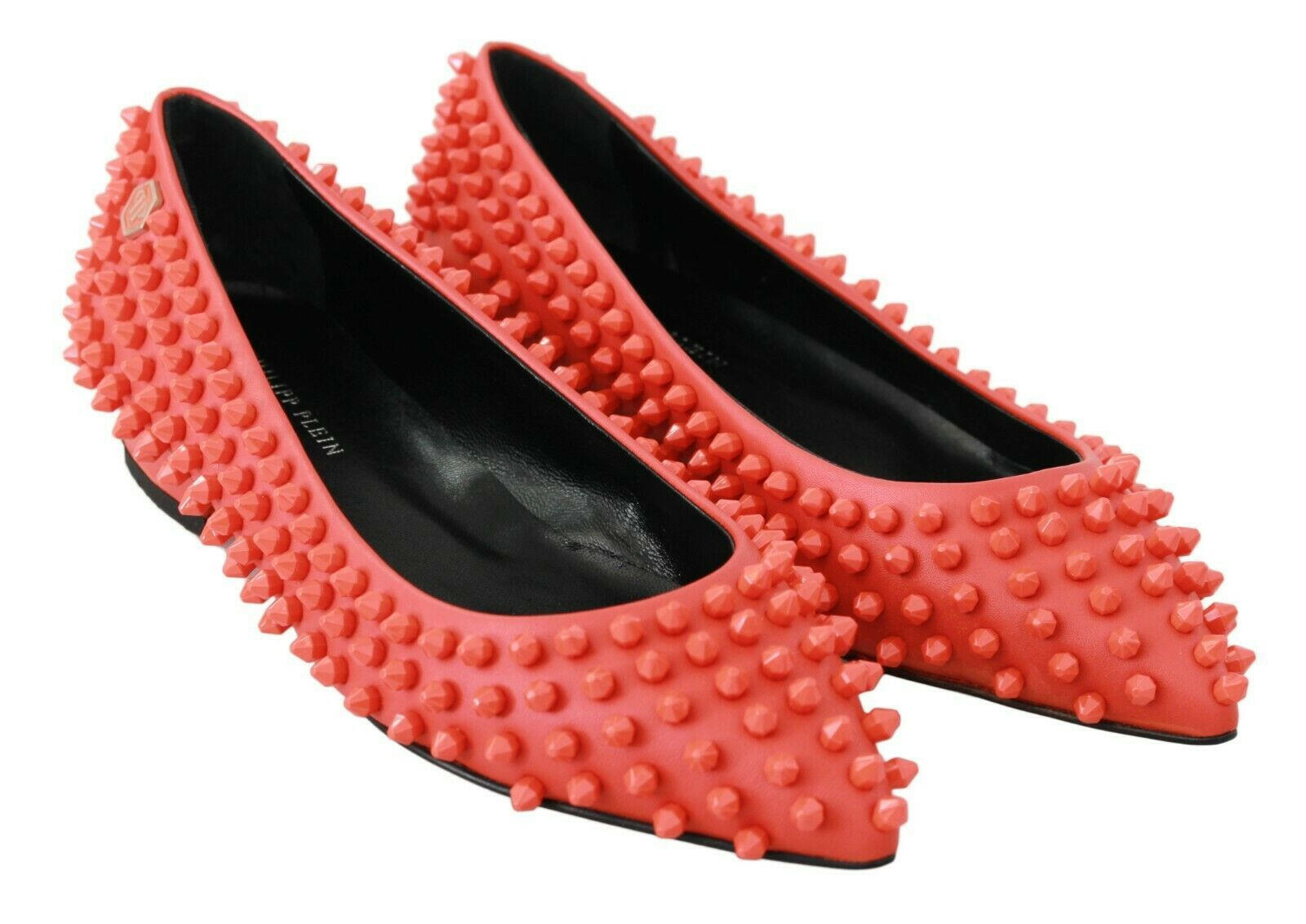 Philipp Plein Orange Leather Ballerina WHAT I DO Flats Shoes -   -  Philipp Plein.