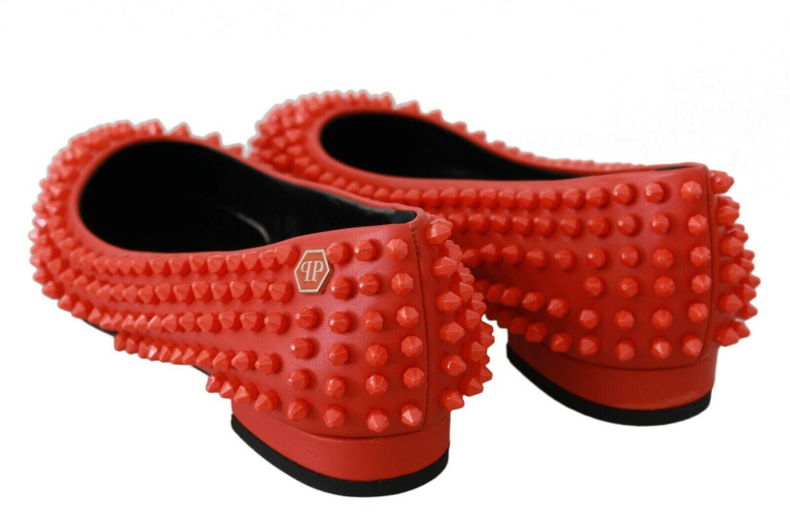 Philipp Plein Orange Leather Ballerina WHAT I DO Flats Shoes -   -  Philipp Plein.