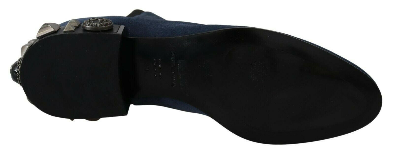 Dolce & Gabbana Blue Suede Embellished Studded Boots Shoes -   -  Dolce & Gabbana.