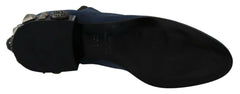 Dolce & Gabbana Blue Suede Embellished Studded Boots Shoes -   -  Dolce & Gabbana.