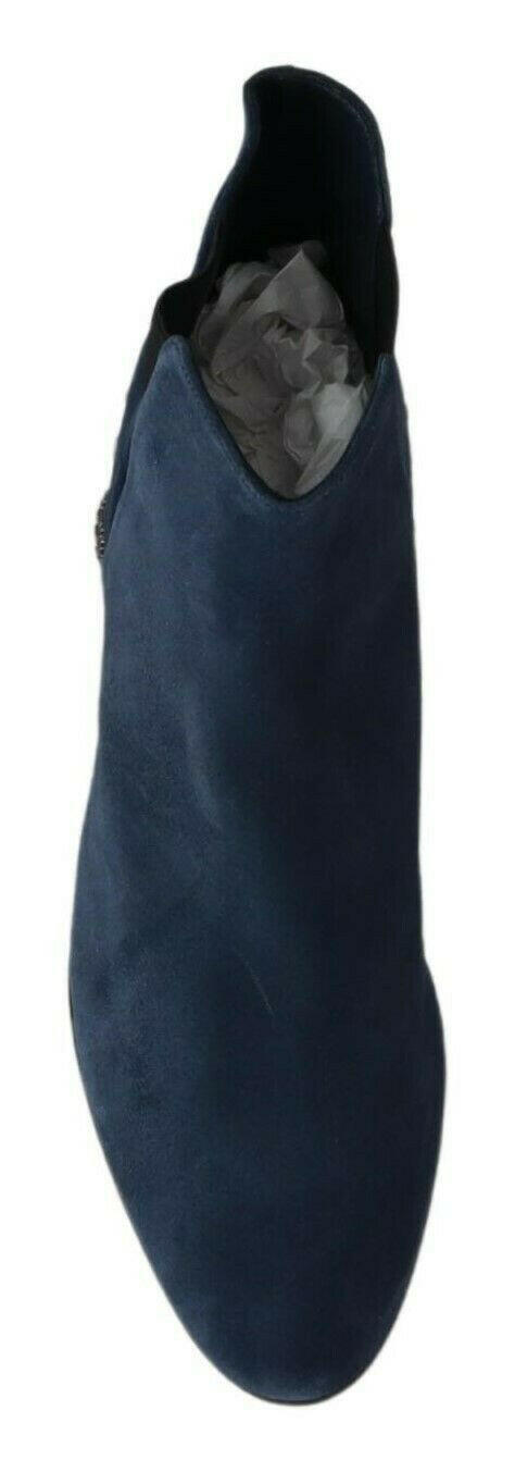 Dolce & Gabbana Blue Suede Embellished Studded Boots Shoes -   -  Dolce & Gabbana.