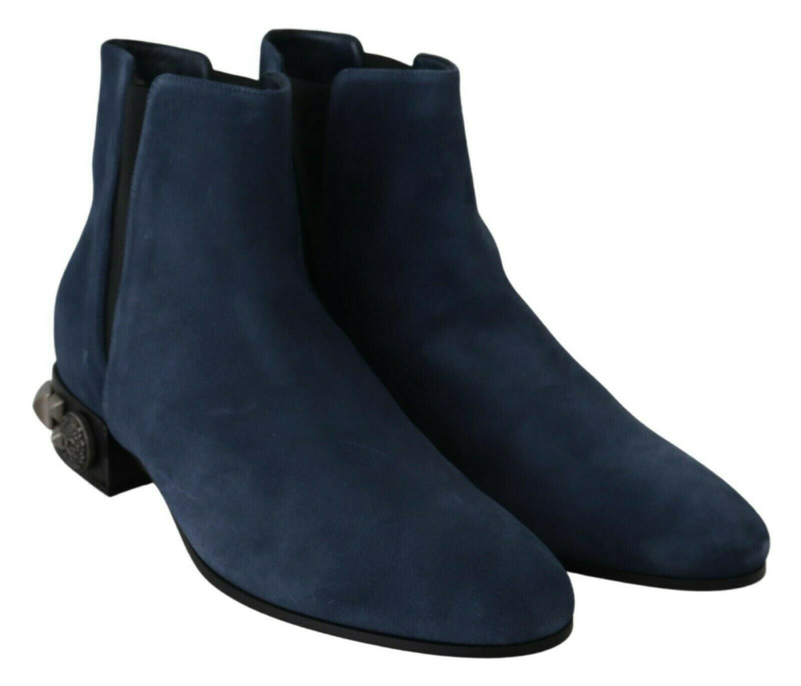 Dolce & Gabbana Blue Suede Embellished Studded Boots Shoes -   -  Dolce & Gabbana.