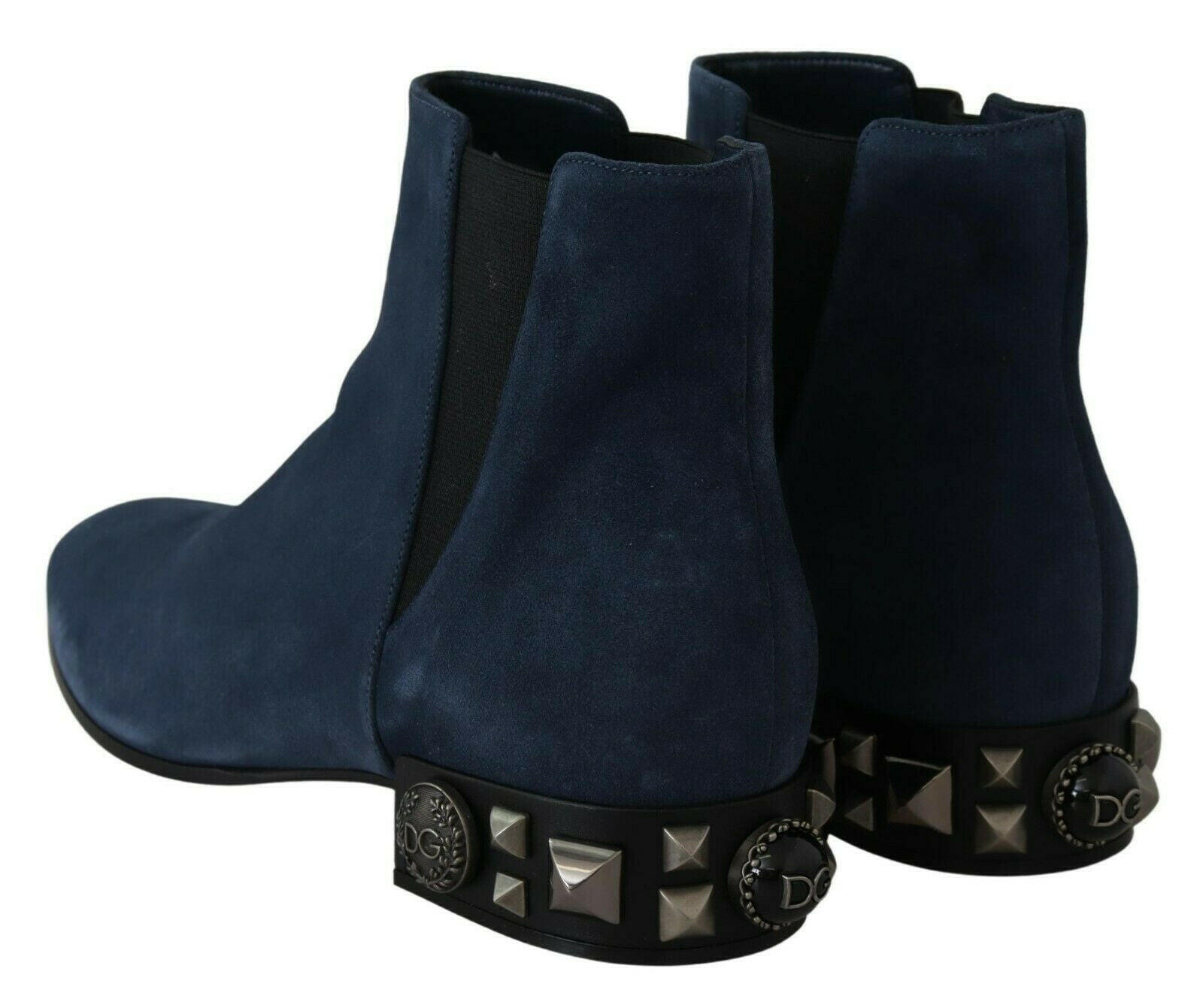 Dolce & Gabbana Blue Suede Embellished Studded Boots Shoes -   -  Dolce & Gabbana.