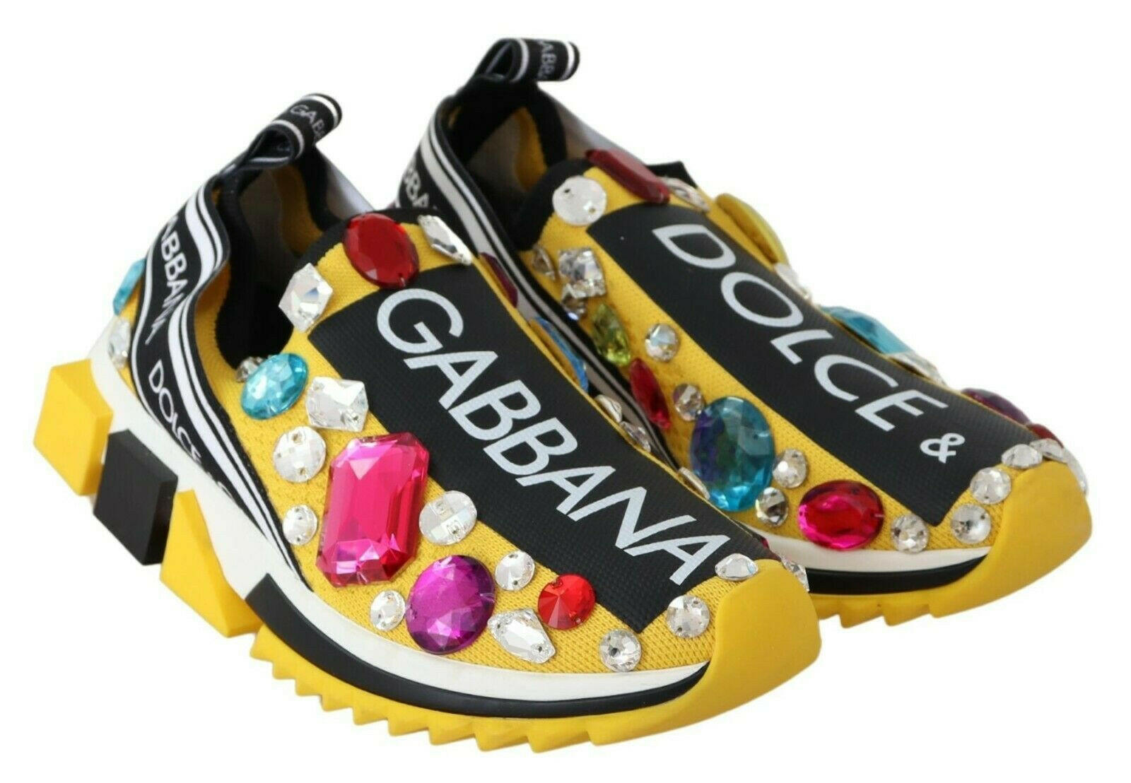 Dolce & Gabbana Yellow Multicolor Crystals Sneakers Shoes -   -  Dolce & Gabbana.