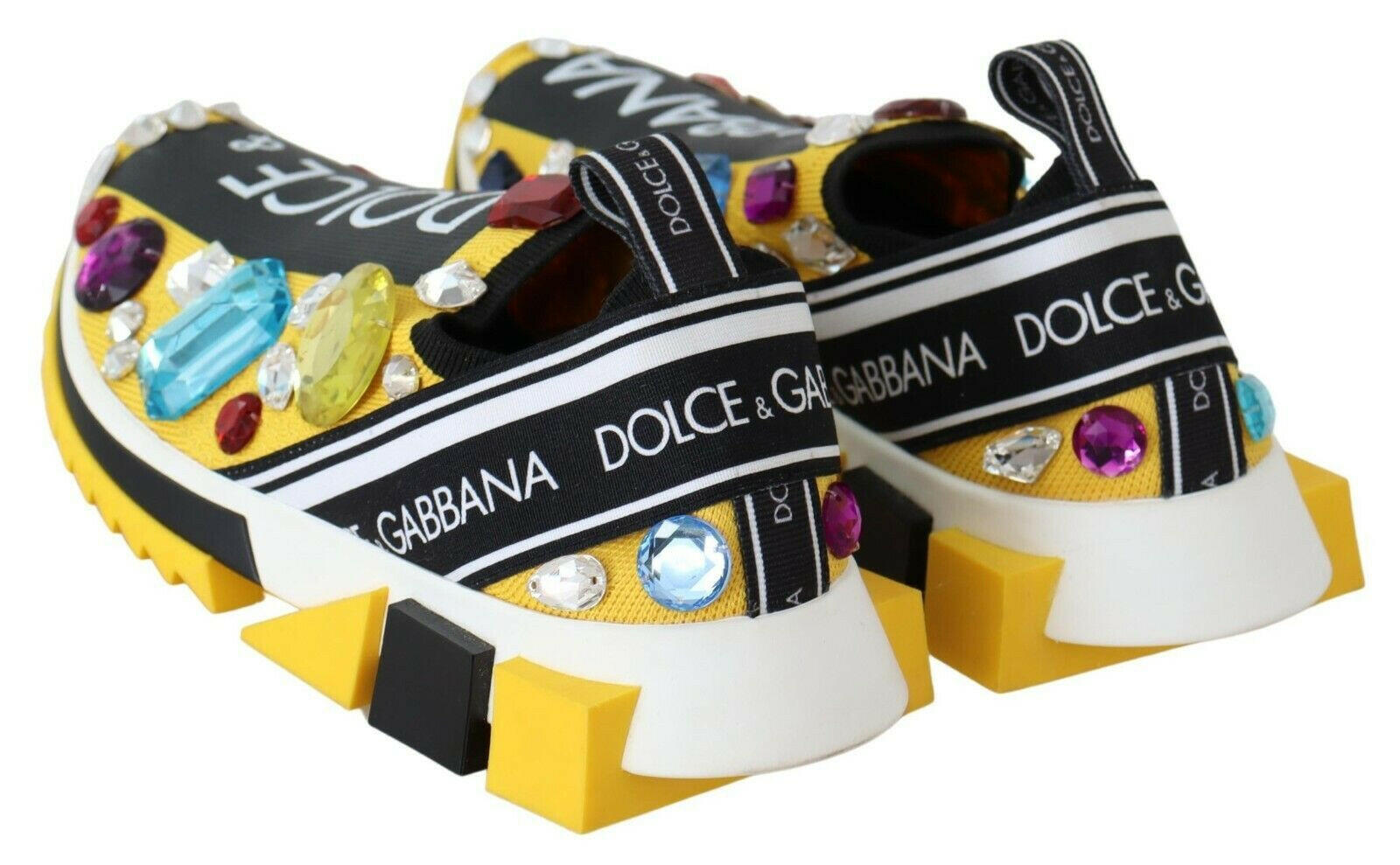 Dolce & Gabbana Yellow Multicolor Crystals Sneakers Shoes -   -  Dolce & Gabbana.