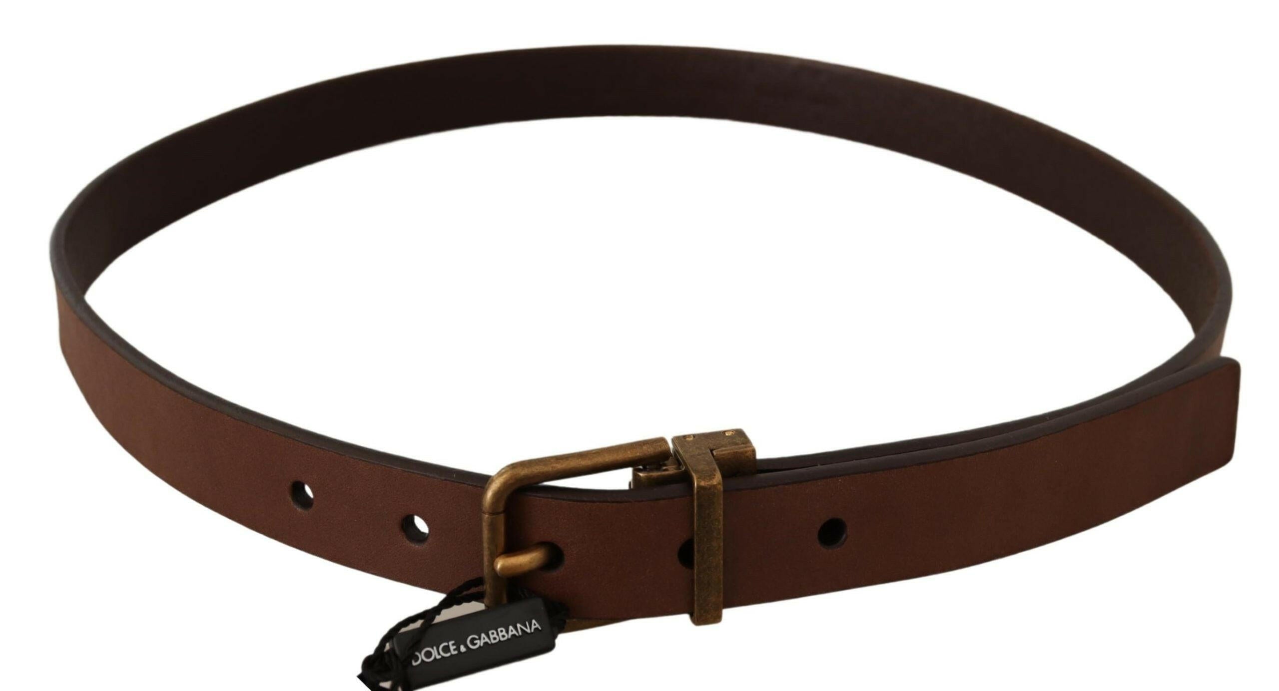 Dolce & Gabbana Brown Leather Rustic Buckle Cintura Belt -   -  Dolce & Gabbana.