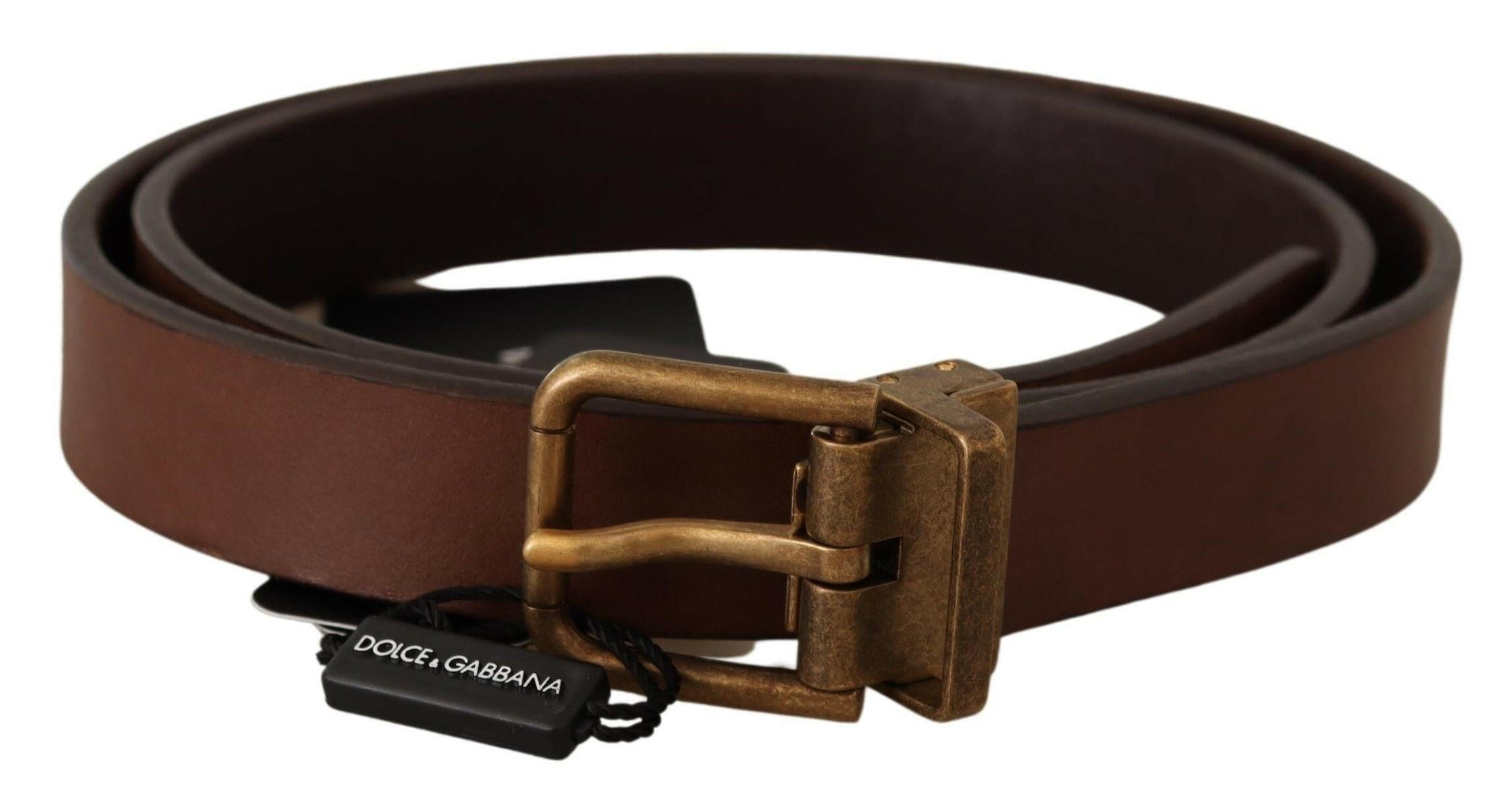 Dolce & Gabbana Brown Leather Rustic Buckle Cintura Belt -   -  Dolce & Gabbana.