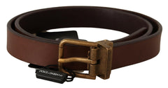 Dolce & Gabbana Brown Leather Rustic Buckle Cintura Belt -   -  Dolce & Gabbana.