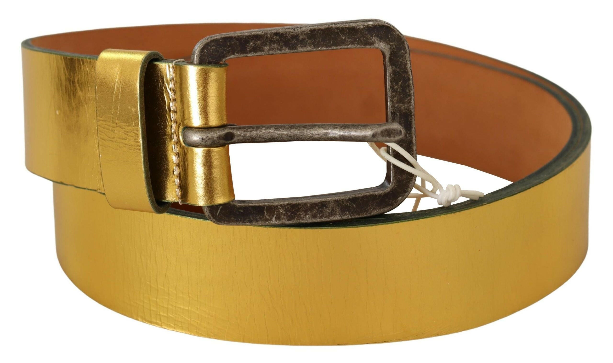 John Galliano Gold Genuine Leather Rustic Silver Buckle Waist Belt -   -  John Galliano.