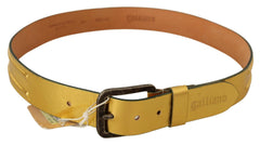John Galliano Gold Genuine Leather Rustic Silver Buckle Waist Belt -   -  John Galliano.