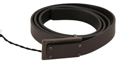 Costume National Dark Brown Leather Logo Buckle Belt -   -  Costume National.
