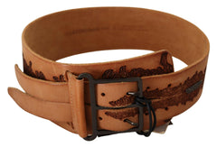 Scervino Street Brown Genuine Leather Black Logo Buckle Belt -   -  Scervino Street.