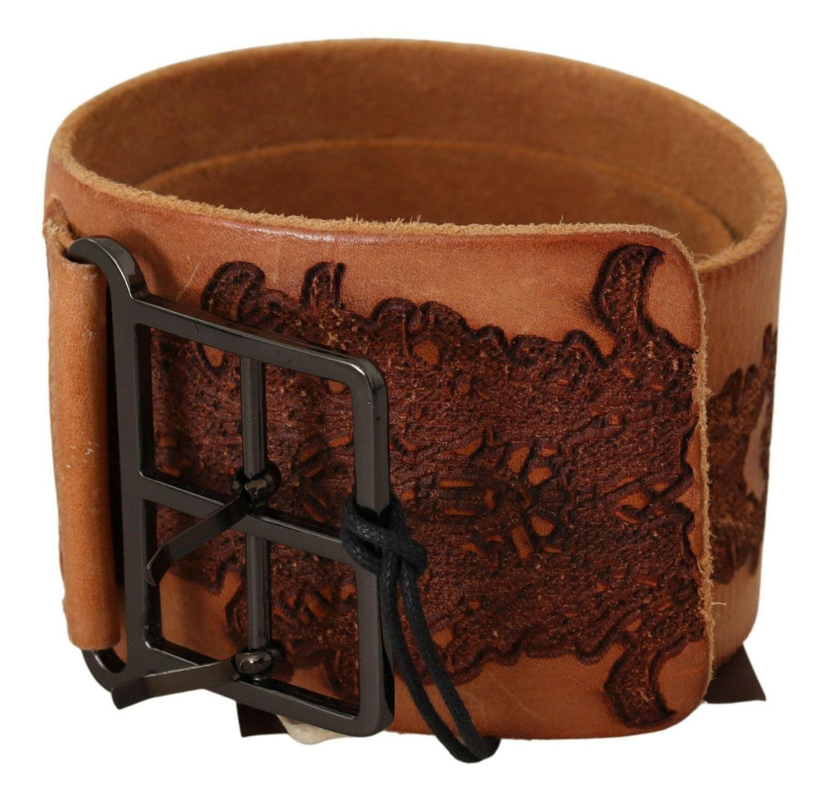 Scervino Street Brown Genuine Leather Black Logo Buckle Belt -   -  Scervino Street.