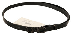Costume National Black Leather Letter Logo Buckle Belt -   -  Costume National.