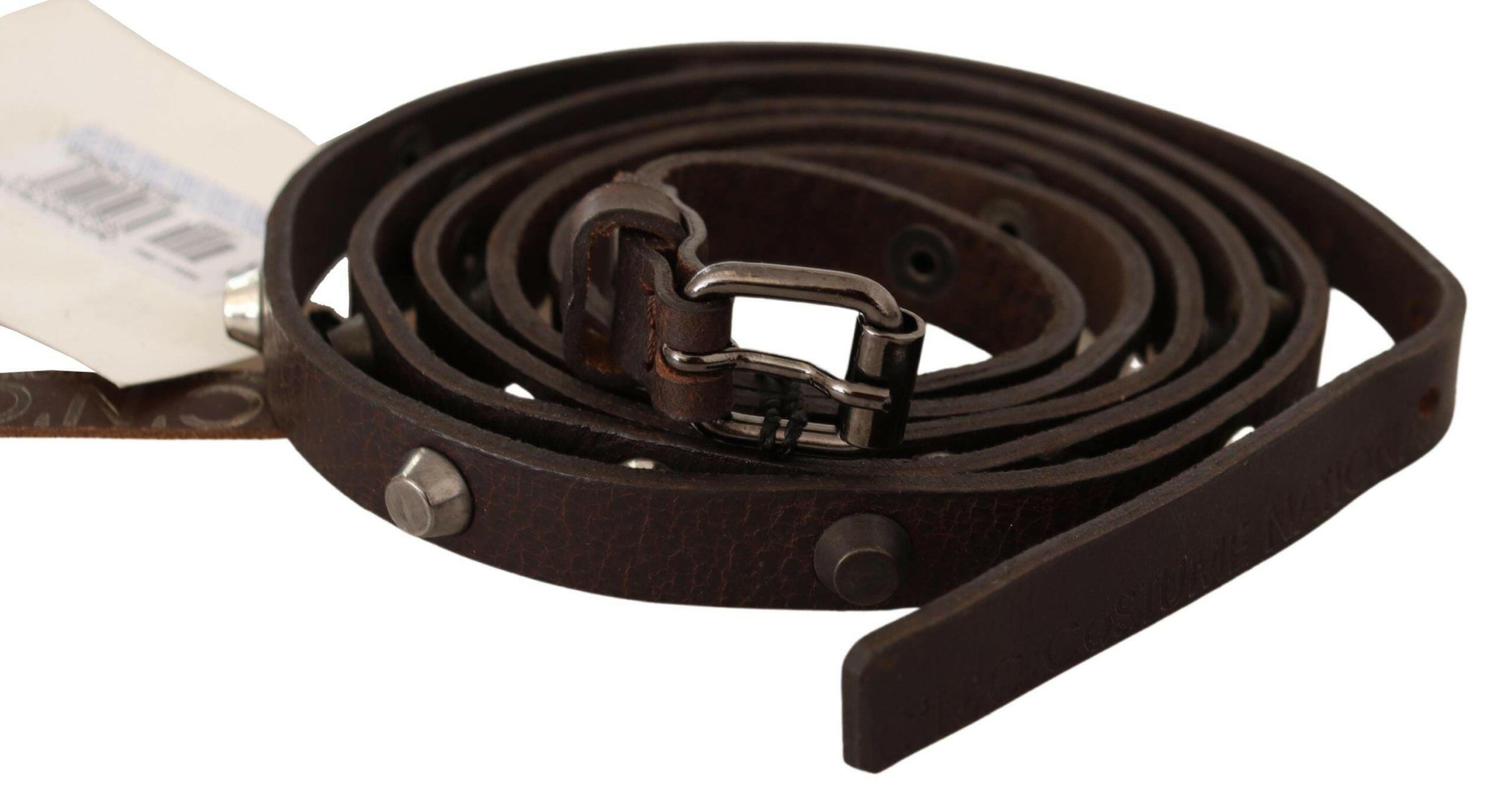 Costume National Brown Leather Silver Tone Buckle Belt -   -  Costume National.