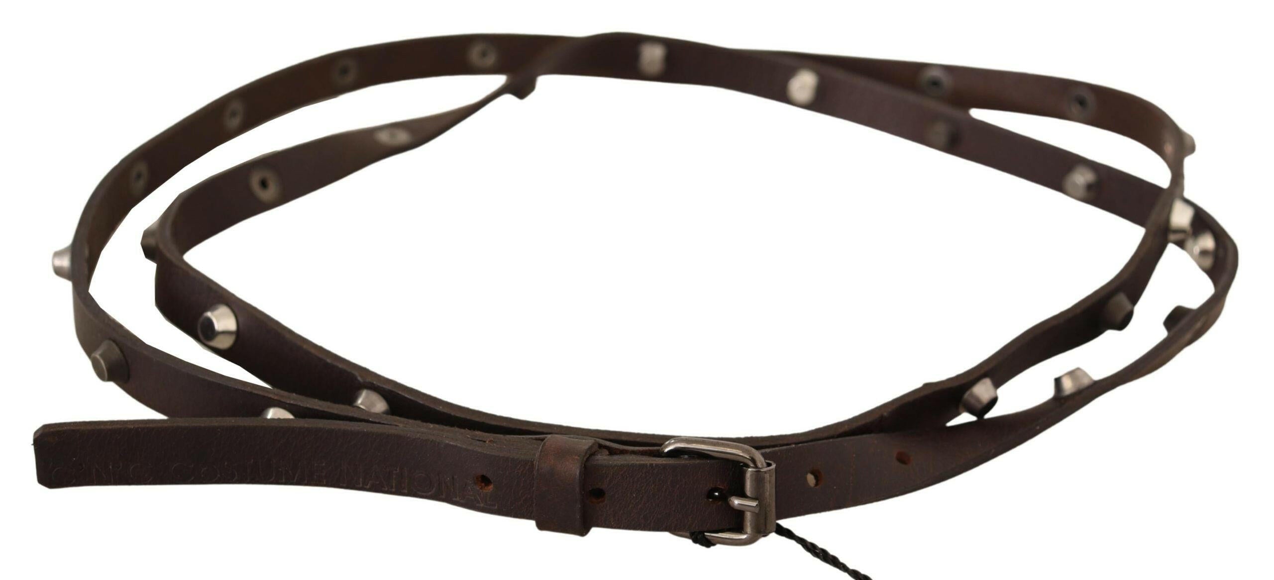 Costume National Brown Leather Silver Tone Buckle Belt -   -  Costume National.