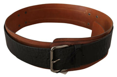 Costume National Black Brown Leather Silver Buckle -   -  Costume National.