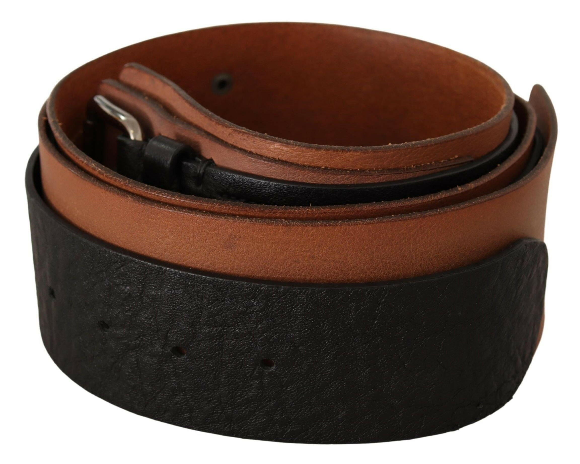 Costume National Black Brown Leather Silver Buckle -   -  Costume National.