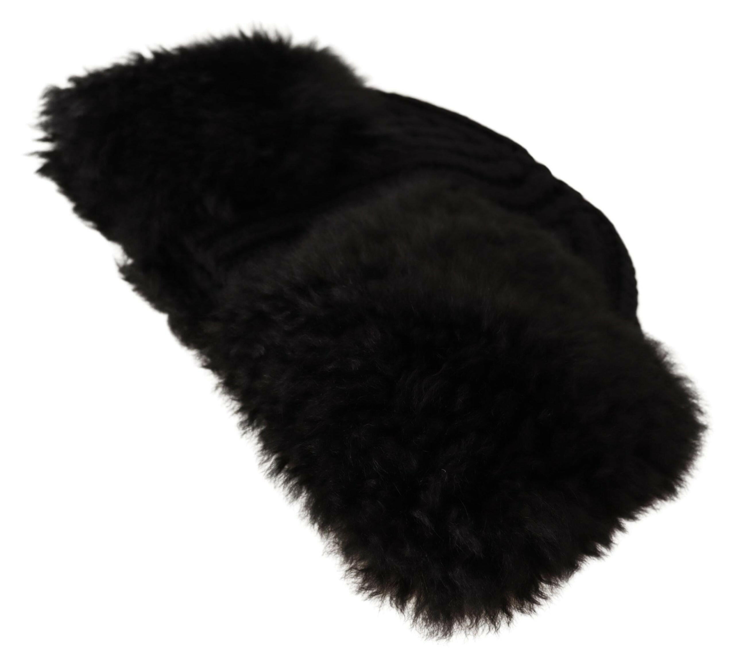 Dolce & Gabbana Black Cashmere Fur Women Beanie Women Hat -   -  Dolce & Gabbana.