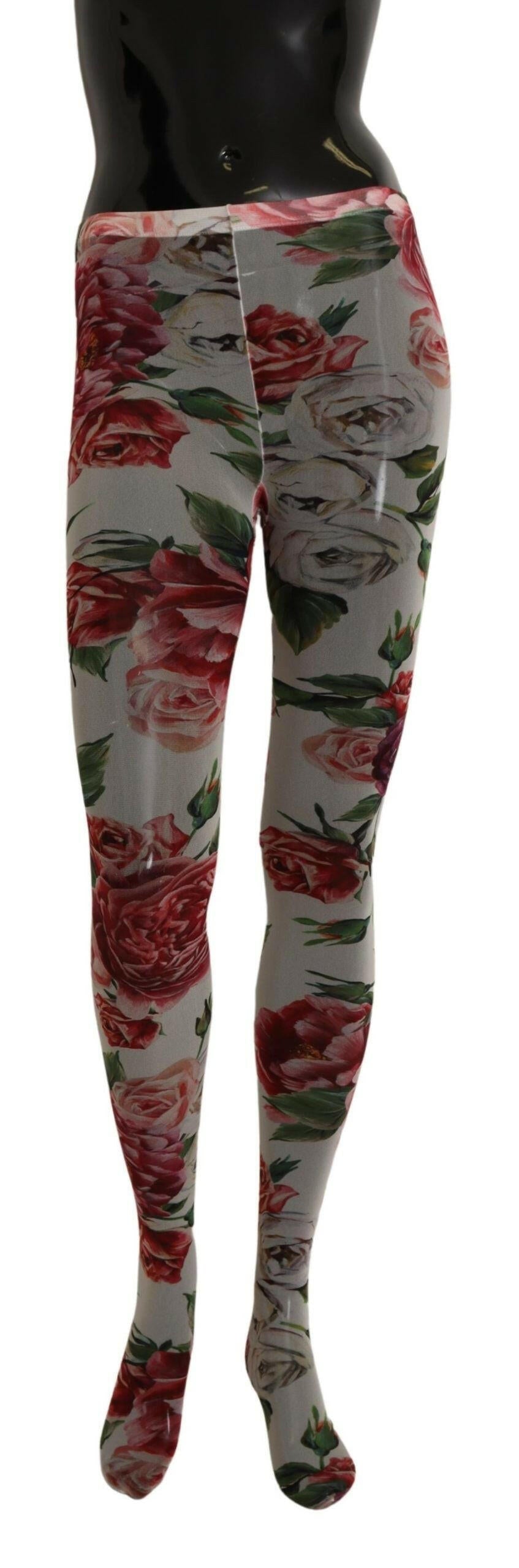 Dolce & Gabbana White Floral Print Stockings Nylon Tights -   -  Dolce & Gabbana.