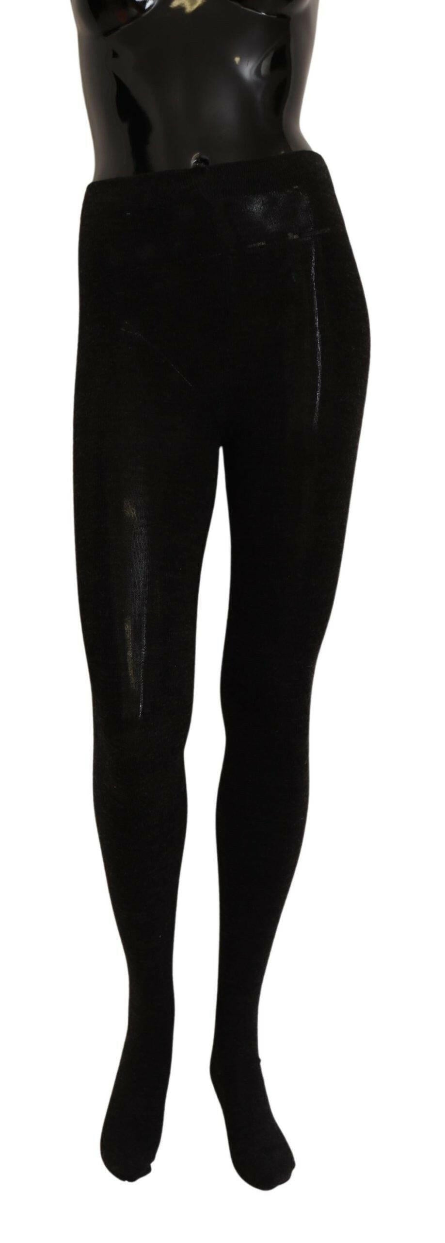 Dolce & Gabbana Black Wool Stretch Tights Stocking Socks -   -  Dolce & Gabbana.